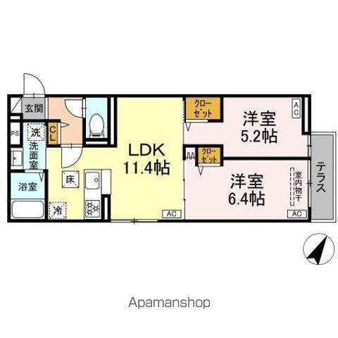 セレスティア白鷺II(2LDK/1階)の間取り写真