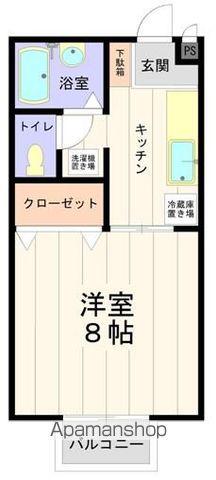 ウエストヒルズ(1K/1階)の間取り写真