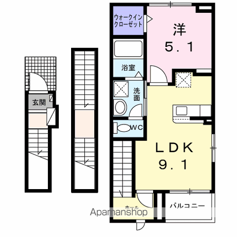 メルヴェーユ M・Ⅱ(1LDK/3階)の間取り写真