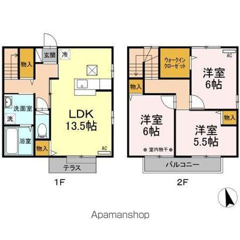 ローズコート稲里 D(3LDK)の間取り写真