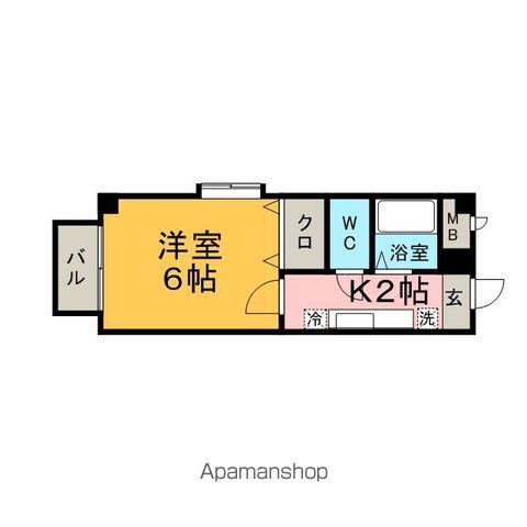 ミニヨン・T・I(1K/1階)の間取り写真