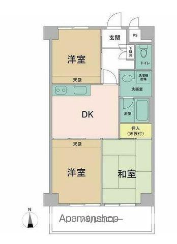 ダイアパレス南瓦町(3DK/9階)の間取り写真