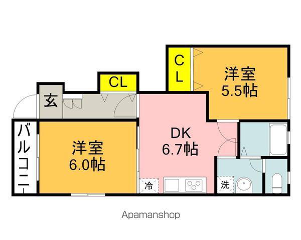 MIKI HOUSEⅢA棟(2DK/1階)の間取り写真