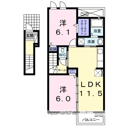 ハッピーメゾンⅢ(2LDK/2階)の間取り写真