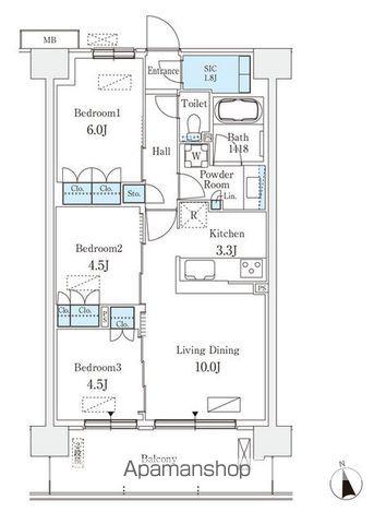 スカイグランデ津田沼(3LDK/4階)の間取り写真