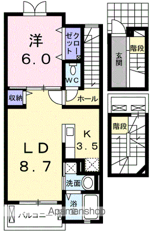 ティア マリア(1LDK/3階)の間取り写真