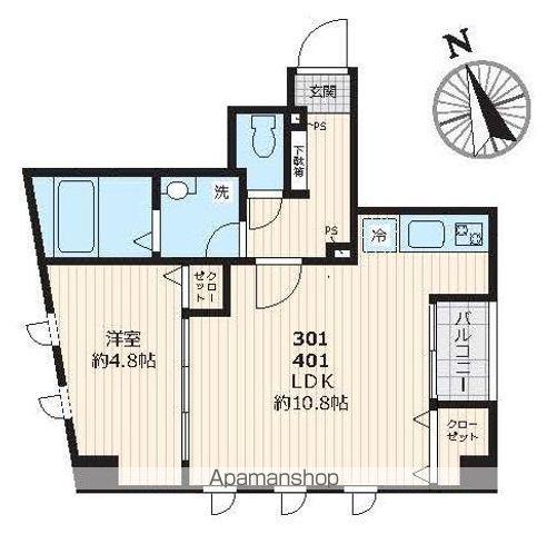 ピークサイドレジデンス早稲田(1LDK/4階)の間取り写真