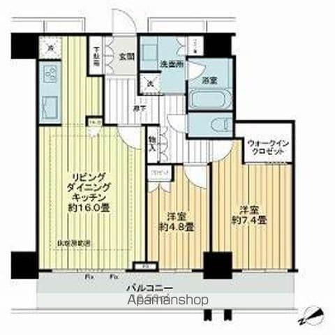 ヴィークタワー名古屋東別院(2LDK/14階)の間取り写真