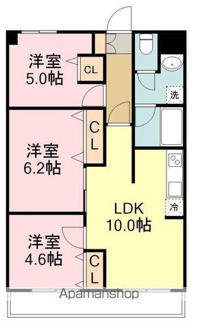 グレースK小田原(3LDK/3階)の間取り写真
