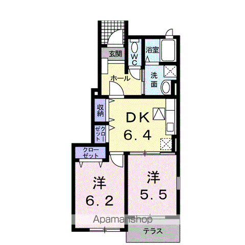 メゾンソレイユ(2DK/1階)の間取り写真