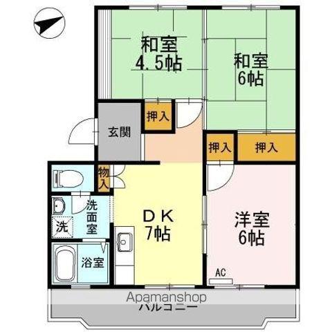 川口東マンション(3DK/1階)の間取り写真