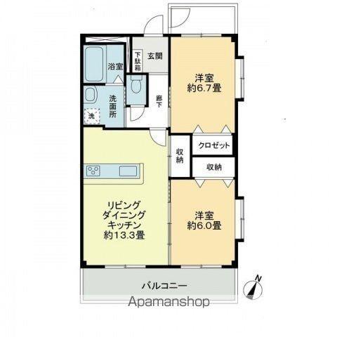 フォブールロジュマンⅡ(2LDK/2階)の間取り写真