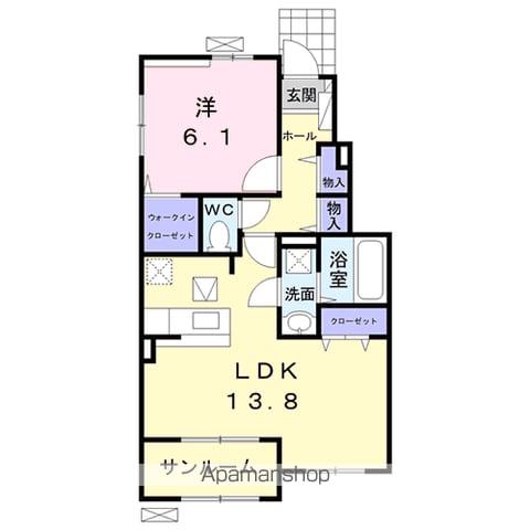 日豊本線 日出駅 バス乗車時間:4分 稲荷前バス停で下車 徒歩2分 2階建 築7年(1LDK/1階)の間取り写真