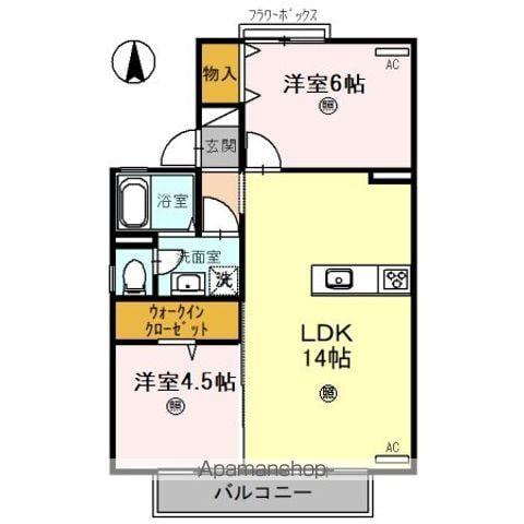 ピュアハイツ有本 Ⅰ(2LDK/2階)の間取り写真