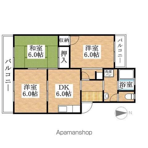 光マンション(3DK/4階)の間取り写真