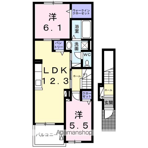 ル・シエル Ⅱ(2LDK/2階)の間取り写真