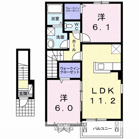 レイナ Ⅰ(2LDK/2階)の間取り写真