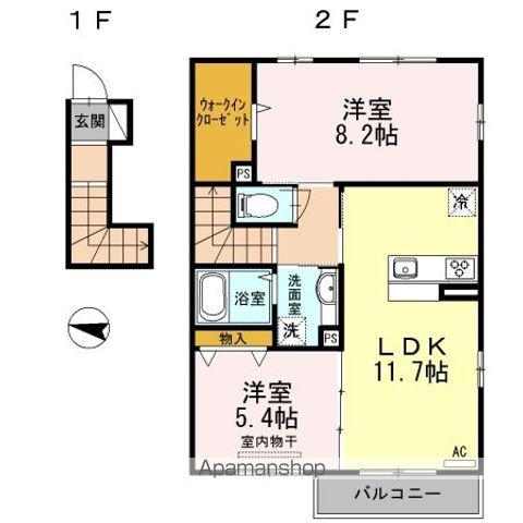 みつばちⅡ(2LDK/2階)の間取り写真