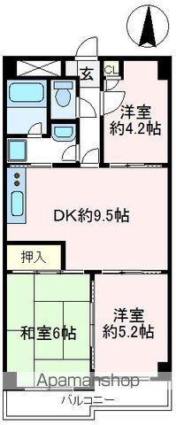 ラ・ポーム狭山 東館(3DK/3階)の間取り写真