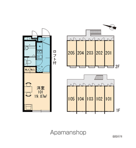 レオパレスアムール田野浦(1K/1階)の間取り写真