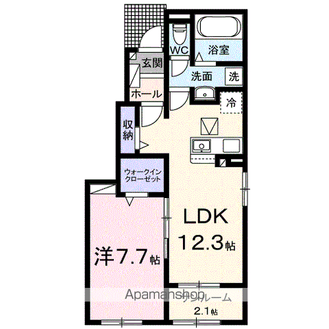 フォレストヒルズA(1LDK/1階)の間取り写真