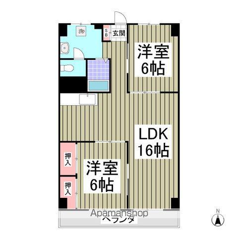 坂口コーポ(2LDK/2階)の間取り写真