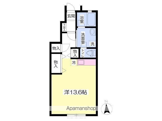 クレストハウス(ワンルーム/1階)の間取り写真