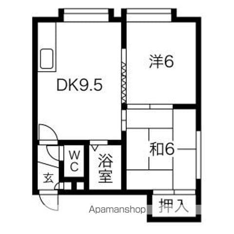 タウニーハイム(2DK/1階)の間取り写真
