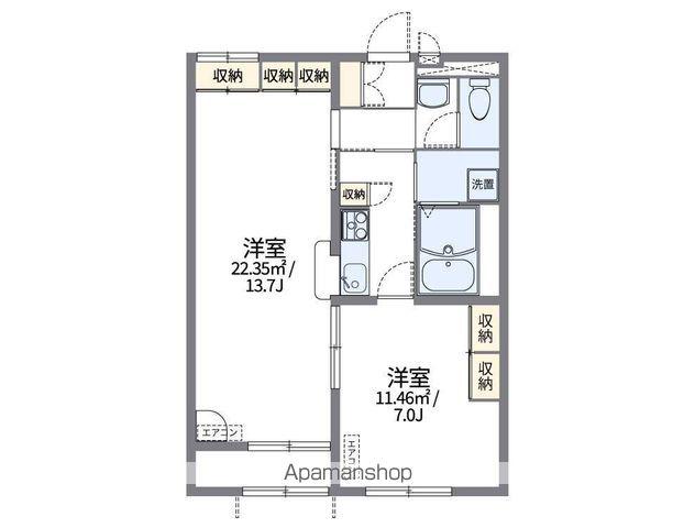 レオパレスアイコート川南(1LDK/1階)の間取り写真