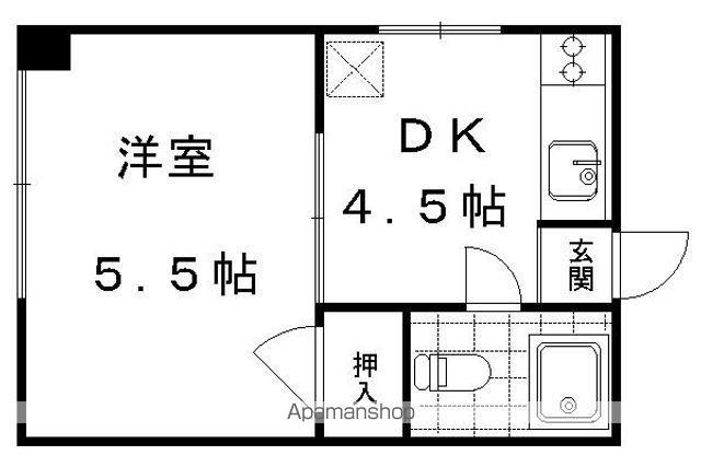 本町マンション(1DK/4階)の間取り写真