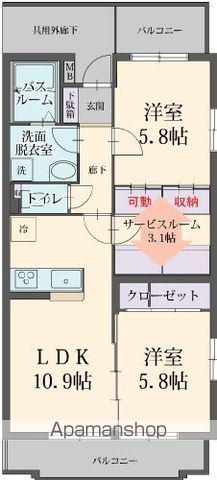 プリムヴェール(2SLDK/3階)の間取り写真