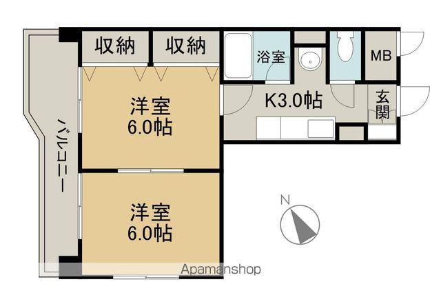 第3メゾン庚午(2K/2階)の間取り写真