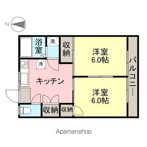 ハイツチェリー(2DK/2階)の間取り写真