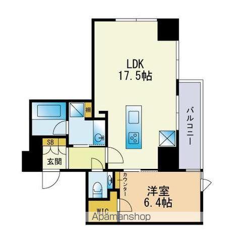 ロイヤルパークス大名(1LDK/17階)の間取り写真