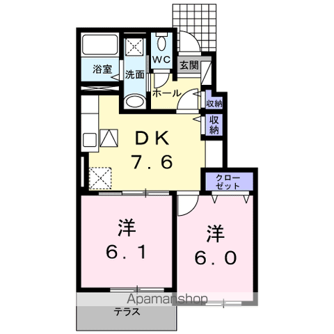 ATフランⅠ(2DK/1階)の間取り写真