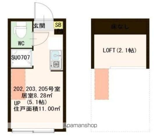 プランドール桜台(ワンルーム/2階)の間取り写真