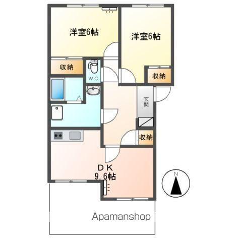 マルベリーズ参番館(2DK/1階)の間取り写真