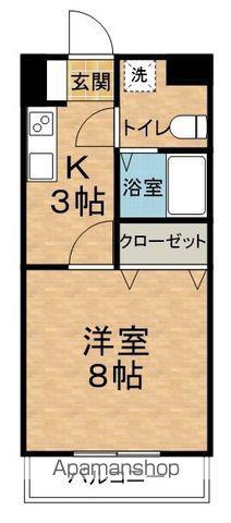 ポプリハイツ(1K/3階)の間取り写真