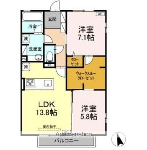 グランディール(2LDK/2階)の間取り写真