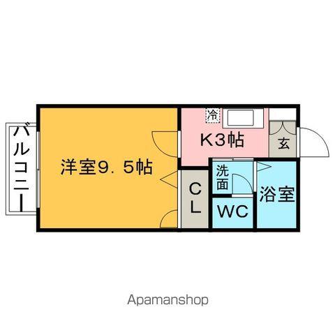 フローラルコート(1K/1階)の間取り写真