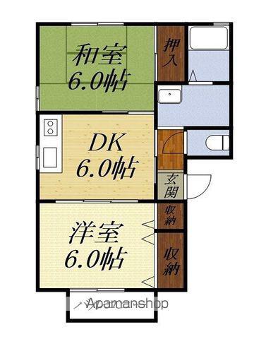 フラフィー(2DK/1階)の間取り写真