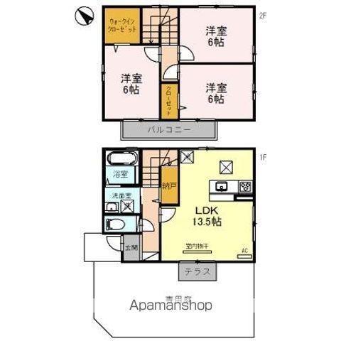 福井県福井市 2階建 築17年(3LDK)の間取り写真