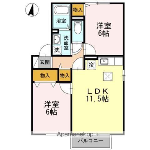 グリーンベルズC棟(2LDK/1階)の間取り写真
