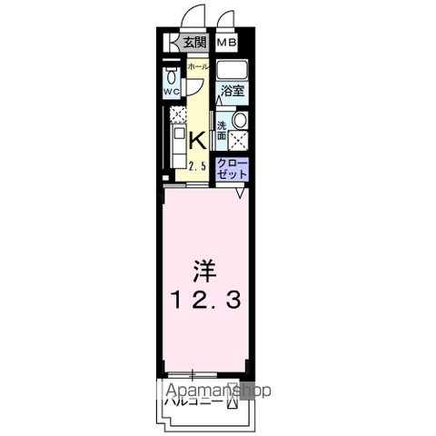 プラシード(1K/3階)の間取り写真