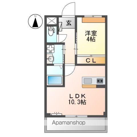 クレール(1LDK/3階)の間取り写真