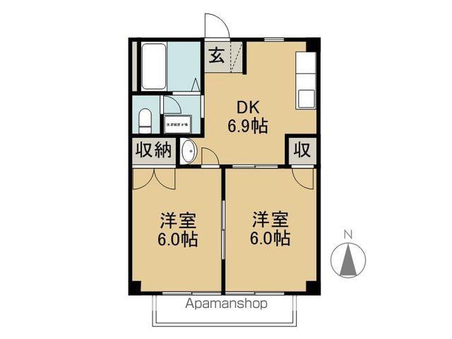 もりやまハイツ(2DK/2階)の間取り写真