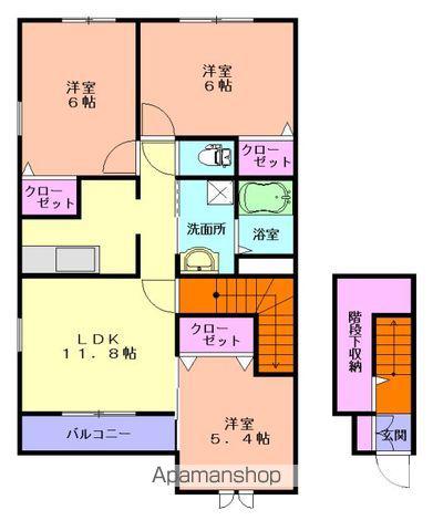 コルテス千代田B(3LDK/2階)の間取り写真