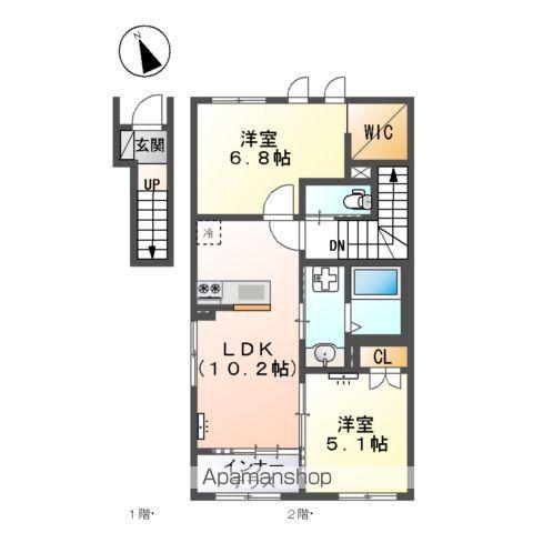 レコルテ南長池(2LDK/2階)の間取り写真