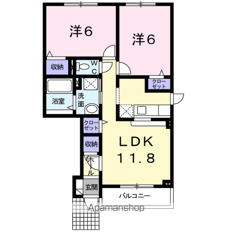 エルム プラシード 5号館(2LDK/1階)の間取り写真