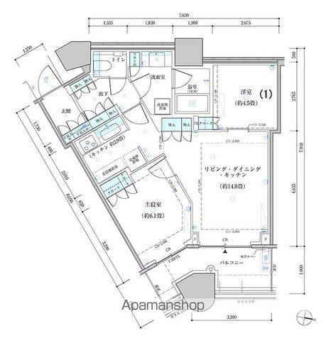 パークタワー勝どき サウス棟(2LDK/10階)の間取り写真